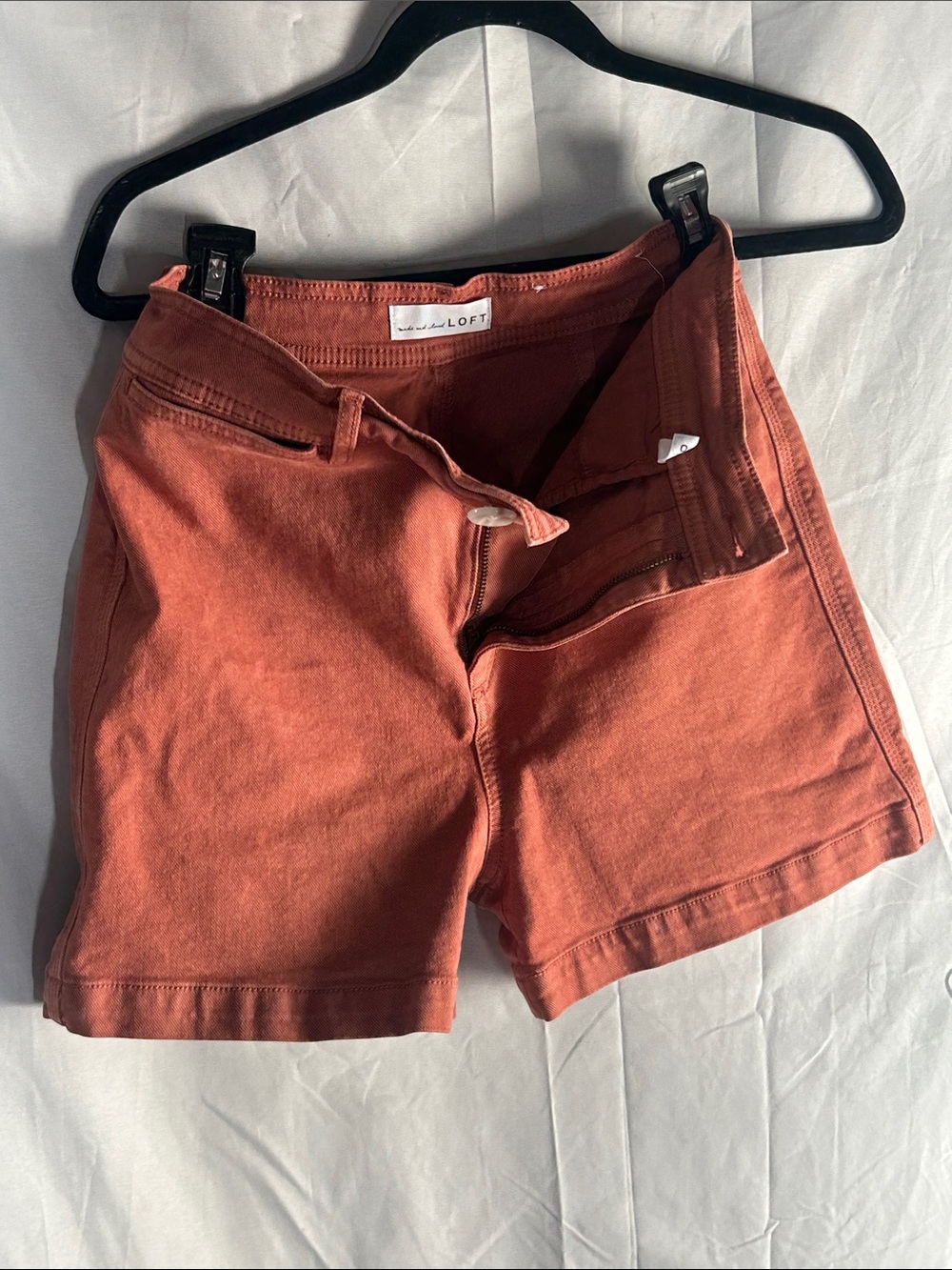 LOFT Rust-Red Cotton Blend Jean Shorts